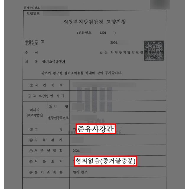 준유사강간 혐의로 고소당한 의뢰인 변호하여 무혐의 처분 받아내
